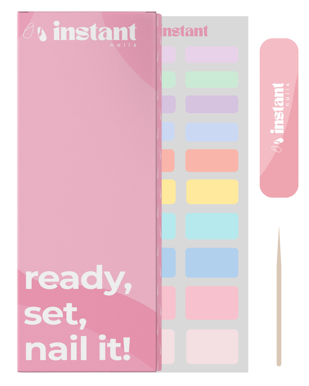 Nail wraps arc-en-ciel pastel