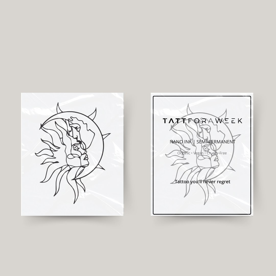 Tatouage temporaire homme, soleil et lune