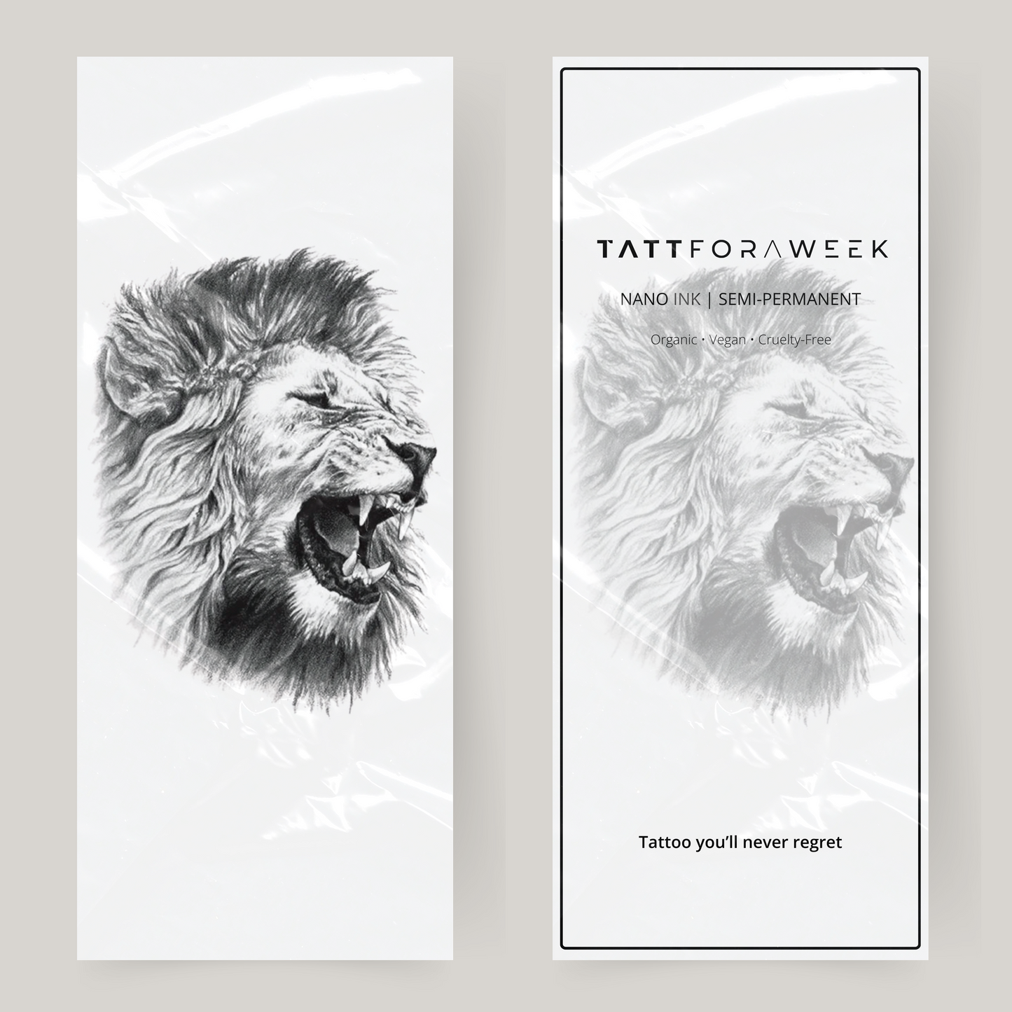 Grand faux tatouage lion rugissant