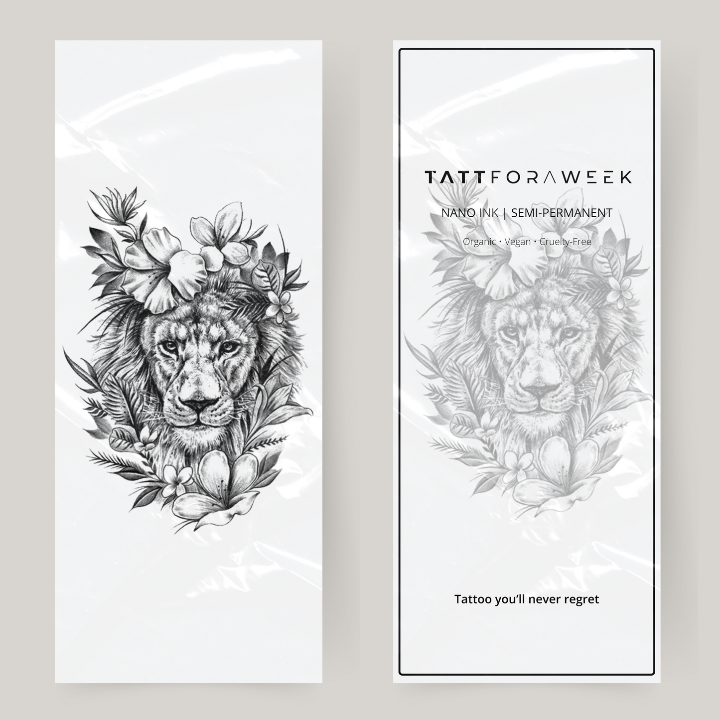 Grand faux tatouage tigre avec des fleurs