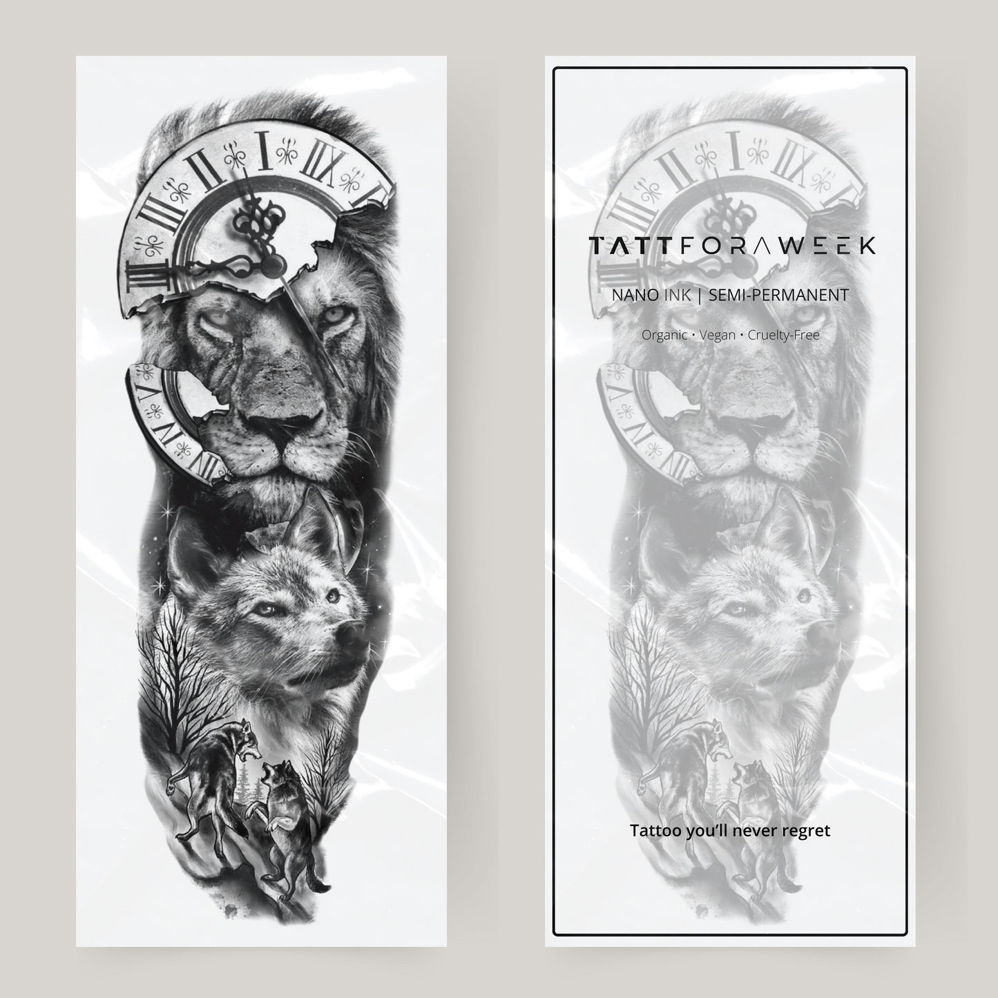Faux tatouage manche lion & renard