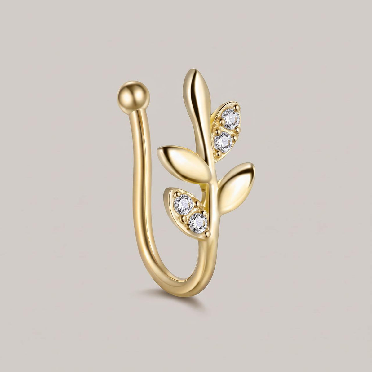 Nep neuspiercing clip blaadjes goud