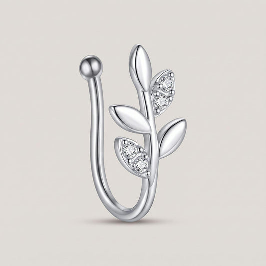 Nep neuspiercing clip blaadjes zilver