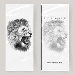 Grand faux tatouage lion rugissant