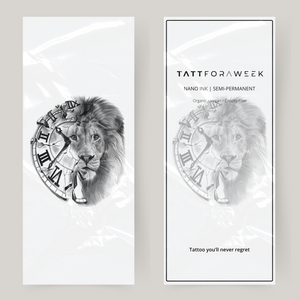 Grande horloge faux tatouage & lion