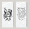 Grand faux tatouage tigre avec des fleurs