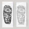 Faux tatouage sur manche lion et horloge