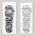 Faux tatouage sur manches roses, crânes et cloches